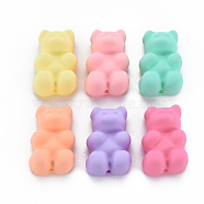 Opaque Spray Painted Acrylic Beads, Bear, Mixed Color, 20x13x9mm, Hole: 1.8mm(MACR-Q244-006)