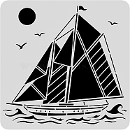 Plastic Reusable Drawing Painting Stencils Templates, for Painting on Scrapbook Fabric Tiles Floor Furniture Wood, Square, Sailing Boat Pattern, 300x300mm(DIY-WH0172-489)