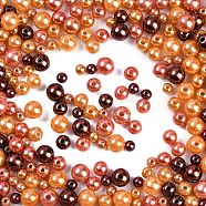 ABS Plastic Imitation Pearl Beads, Round, Mixed Color, Sandy Brown, 6~10x5~9mm, Hole: 1.8~2.5mm, about 1351pcs/500g(KY-G030-01A)