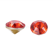 K9 Glass Rhinestone Cabochons, Pointed Back & Back Plated, Faceted, Diamond, Light Siam, 4.8~5x4mm(RGLA-G005-4.8mm-227)