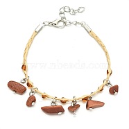 Boho Multicolor Beads Gravel Woven Anklets, Synthetic Goldstone Anklets(NI3563-9)