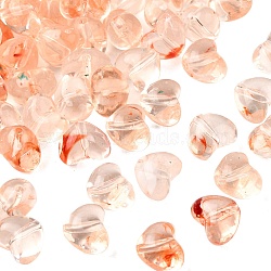 Transparent Acrylic Beads, Heart, Two Tone, Light Salmon, 10x13x9mm, Hole: 1.6mm, about 714pcs/500g(MACR-K359-50D)