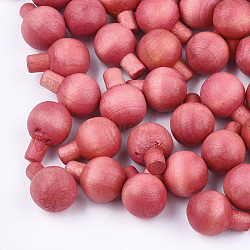 Natural Wood Beads, No Hole/Undrilled, Dyed, Red, 14x10mm(X-WOOD-T018-04E)