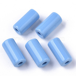Opaque Glass Bugle Beads, Column, Round Hole, Deep Sky Blue, 23~24x11~12mm, Hole: 4mm, about 85pcs/bag(SEED-S038-01A-04)