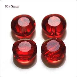 Imitation Austrian Crystal Beads, Grade AAA, K9 Glass, Faceted, Flat Round, Dark Red, 8x4mm, Hole: 0.9~1mm(SWAR-F065-8mm-05)