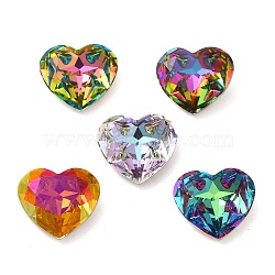Glass Rhinestone Cabochons, Point Back & Back Plated, Faceted, Heart, Mixed Color, 15.5x18x7.5mm(RGLA-P036-02B-M)