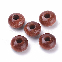 Synthetic Goldstone European Beads, Large Hole Beads, Rondelle, 12x7~8mm, Hole: 4mm(G-T062-29)