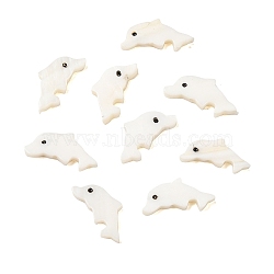 Natural Freshwater Shell Dolphin Beads, WhiteSmoke, 18x12x2mm, Hole: 0.5mm(SHEL-M021-07)