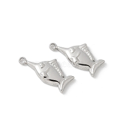 304 Stainless Steel Charms, Fish Charms, Anti-Tarnish, Stainless Steel Color, 13.5x6.5x2mm, Hole: 1.2mm(STAS-Z122-36P)