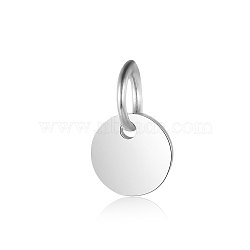 201 Stainless Steel Pendants, Flat Round, Stamping Blank Tag, Stainless Steel Color, 8x1mm, Hole: 3.5mm(STAS-S105-T637-1-8)