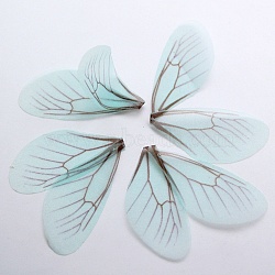 Atificial Craft Chiffon Butterfly Wing, Handmade Organza Dragonfly Wings, Gradient Color, Ornament Accessories, Light Blue, 92x20mm, Hole: 1.5mm(FIND-PW0001-027-A05)