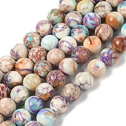 Dyed Natural Regalite/Imperial Jasper/Sea Sediment Jasper Beads Strands, Round, Mixed Color, 8mm, Hole: 1.2mm, about 23pcs/strand, 7.64''(19.4cm)(G-B124-C01-20)