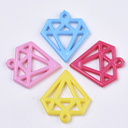 Opaque Acrylic Pendants, Flat Diamond Shape, Mixed Color, 35x32x3.5mm, Hole: 2mm, about 320pcs/500g(SACR-N008-009)