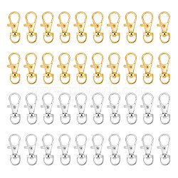 40Pcs 2 Colors Alloy Swivel Lobster Claw Clasps, Swivel Snap Hook, Platinum & Golden, 35x13mm, Hole: 8.5mm, 20pcs/color(PALLOY-CA0002-23-1)