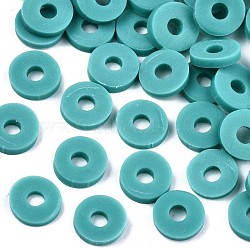 Handmade Polymer Clay Beads, for DIY Jewelry Crafts Supplies, Disc/Flat Round, Heishi Beads, Dark Turquoise, 4x1mm, Hole: 1mm, about 55000pcs/1000g(CLAY-Q251-4.0mm-107)