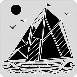 Plastic Reusable Drawing Painting Stencils Templates, for Painting on Scrapbook Fabric Tiles Floor Furniture Wood, Square, Sailing Boat Pattern, 300x300mm(DIY-WH0172-489)