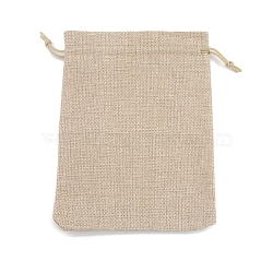 Rectangle Burlap Storage Bags, Drawstring Pouches Packaging Bag, Tan, 14x10cm(PW-WG24103-01)