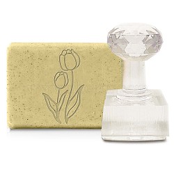 Plastic Stamps, DIY Soap Molds Supplies, Square, Flower Pattern, 22x39mm(DIY-WH0350-107)