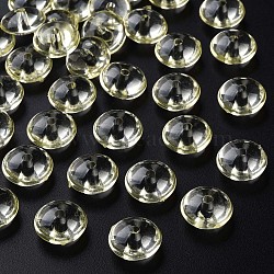 Transparent Acrylic Beads, Flat Round, Yellow, 14x7mm, Hole: 2mm, about 615pcs/500g(MACR-S373-110-B05)