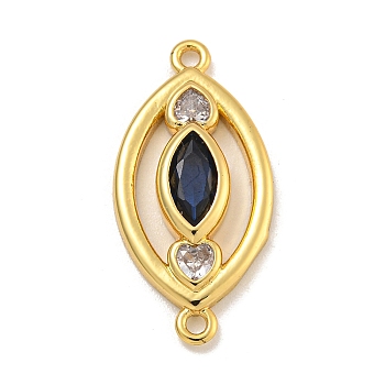 Rack Plating Brass Cubic Zirconia Pendants, Long-Lasting Plated, Eye, Real 18K Gold Plated, 24.5x12x3mm, Hole: 1.4mm