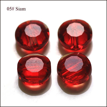 Imitation Austrian Crystal Beads, Grade AAA, K9 Glass, Faceted, Flat Round, Dark Red, 8x4mm, Hole: 0.9~1mm