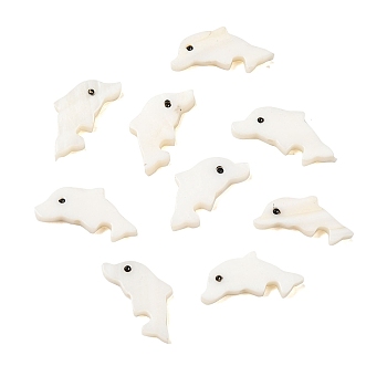 Natural Freshwater Shell Dolphin Beads, WhiteSmoke, 18x12x2mm, Hole: 0.5mm