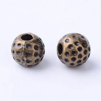 Tibetan Style Alloy Spacer Beads, Round, Cadmium Free & Nickel Free & Lead Free, Antique Bronze, 6x5mm, Hole: 1.5~2mm, about 1580pcs/1000g.