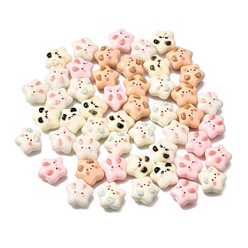 Kawaii Animal Opaque Resin Cabochons, Star, Mixed Color, 13.5x13.5x6.5mm