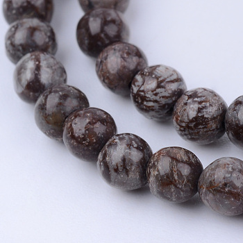 Natural Snowflake Obsidian Beads Strands, Round, 8~8.5mm, Hole: 1mm, about 47pcs/strand, 15.5 inch
