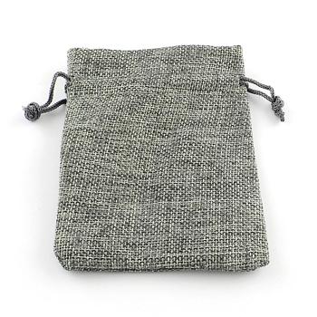 Polyester Imitation Burlap Packing Pouches Drawstring Bags, for Christmas, Wedding Party and DIY Craft Packing, Gray, 18x13cm