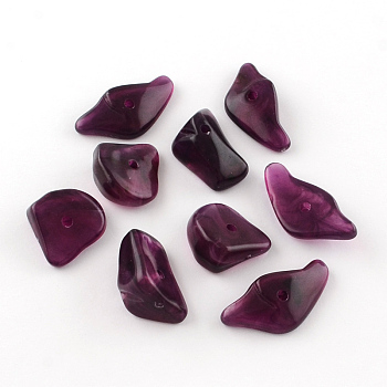 Chip Imitation Gemstone Acrylic Beads, Purple, 19~28x14~19x6~13mm, Hole: 2mm, about 310pcs/500g