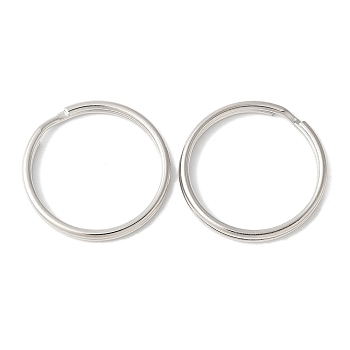 Iron Split Key Rings, Double Loop Jump Rings, Rack Plating, Platinum, 25~25.5x2.5mm, Inner Diameter: 21.5~22mm