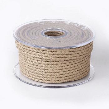 Braided Cowhide Cord, Leather Jewelry Cord, Jewelry DIY Making Material, BurlyWood, 3mm, about 54.68 yards(50m)/roll