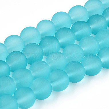 8mm LightSeaGreen Round Glass Beads
