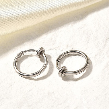 Tarnish Resistant 304 Stainless Steel Retractable Clip-on Hoop Earrings(STAS-I097-078P)-5