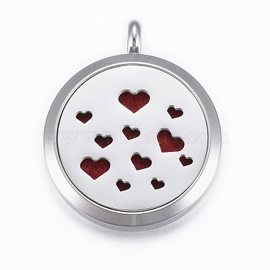 Stainless Steel Color DarkRed Flat Round Stainless Steel Pendants