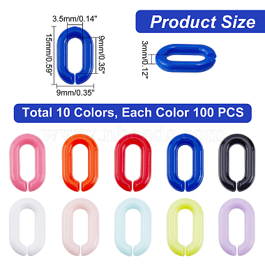 SUPERFINDINGS 1000Pcs 10 Colors Opaque Acrylic Linking Rings(SACR-FH0001-06)-2