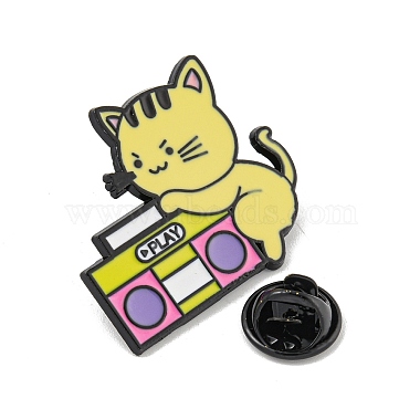 Cartoon Cat Shape Theme Black Alloy Brooches(JEWB-A025-02C)-3