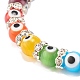 Colorful Evil Eye Lampwork Beaded Stretch Bracelet with Crystal Rhinestone for Women(BJEW-JB07872-02)-4