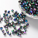Bicone AB Color Plated Eco-Friendly Transparent Acrylic Beads, Black, 6x6mm, Hole: 1mm, about 6250pcs/500g(TACR-A003-6mm-45)