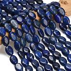 Dyed Natural Lapis Lazuli Beads Strands, Flat Oval, 13~14x10~10.5x5.5~6.5mm, Hole: 1mm, about 29pcs/strand, 15.98''(40.6cm)(G-P610-A01-01)