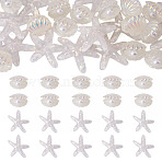 26Pcs 2 Styles UV Plating Ocaen Theme Transparent Resin Cabochons, Iridescent, Clear, 20~38x22~39x8~16.5mm, 13pcs/style(CRES-TA0001-54)