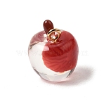 Transparent Resin Pendants, Apple Charm, with Golden Iron Loop, Red, 17x14mm, Hole: 2mm(FIND-H021-05G)