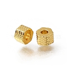 Brass Beads, Textured Hexagon, Rack Plating, Long-Lasting Plated, Golden, 3x4.7x4.7mm, Hole: 2mm(KK-CBA0DF0-07G)