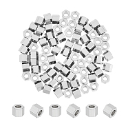 80Pcs 304 Stainless Steel Spacer Beads, Hexagon, Stainless Steel Color, 3x3x3mm, Hole: 1.4mm(STAS-UN0050-36)