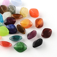 Rhombus Imitation Gemstone Acrylic Beads, Mixed Color, 16.5x13x8mm, Hole: 2mm, about 700pcs/500g(OACR-R037A-M)