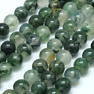 Natural Moss Agate Beads Strands, Round, 4mm, Hole: 0.6mm, about 95pcs/strand,  14.76 inch(37.5cm)(G-I199-06-4mm)