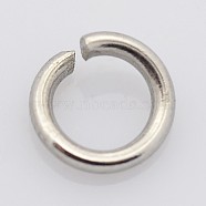 304 Stainless Steel Open Jump Rings, Stainless Steel Color, 8x1.5mm, Inner Diameter: 5mm(X-STAS-E066-11-8mm)