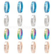 16Pcs 4 Colors 201 Stainless Steel Plain Band Rings Set for Women, Mixed Color, US Size 6 1/2(16.9mm), 4Pcs/color(RJEW-BC0001-02)