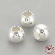 925 Sterling Silver Beads, Round, Silver, 6x5.5mm, Hole: 2mm(STER-S002-12-6mm)
